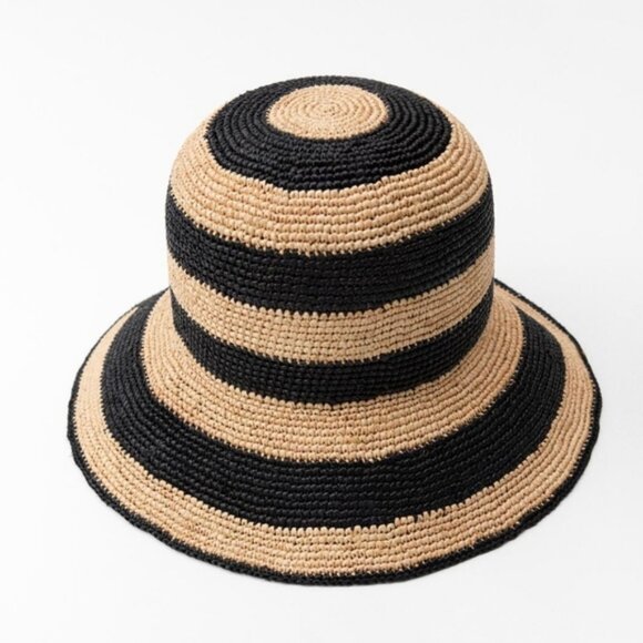 Zara Dresses & Skirts - ZARA STRIPED RAFFIA HAT